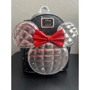 Loungefly Disney Minnie Mouse Disco Ball Metallic Exclusive Mini Backpack New